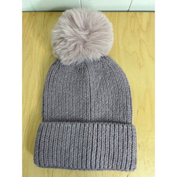 Norla Canada/Anthropologie Lavender Knit Wool/Alpaca PomPom Winter Hat OS NWOT - Picture 1 of 3